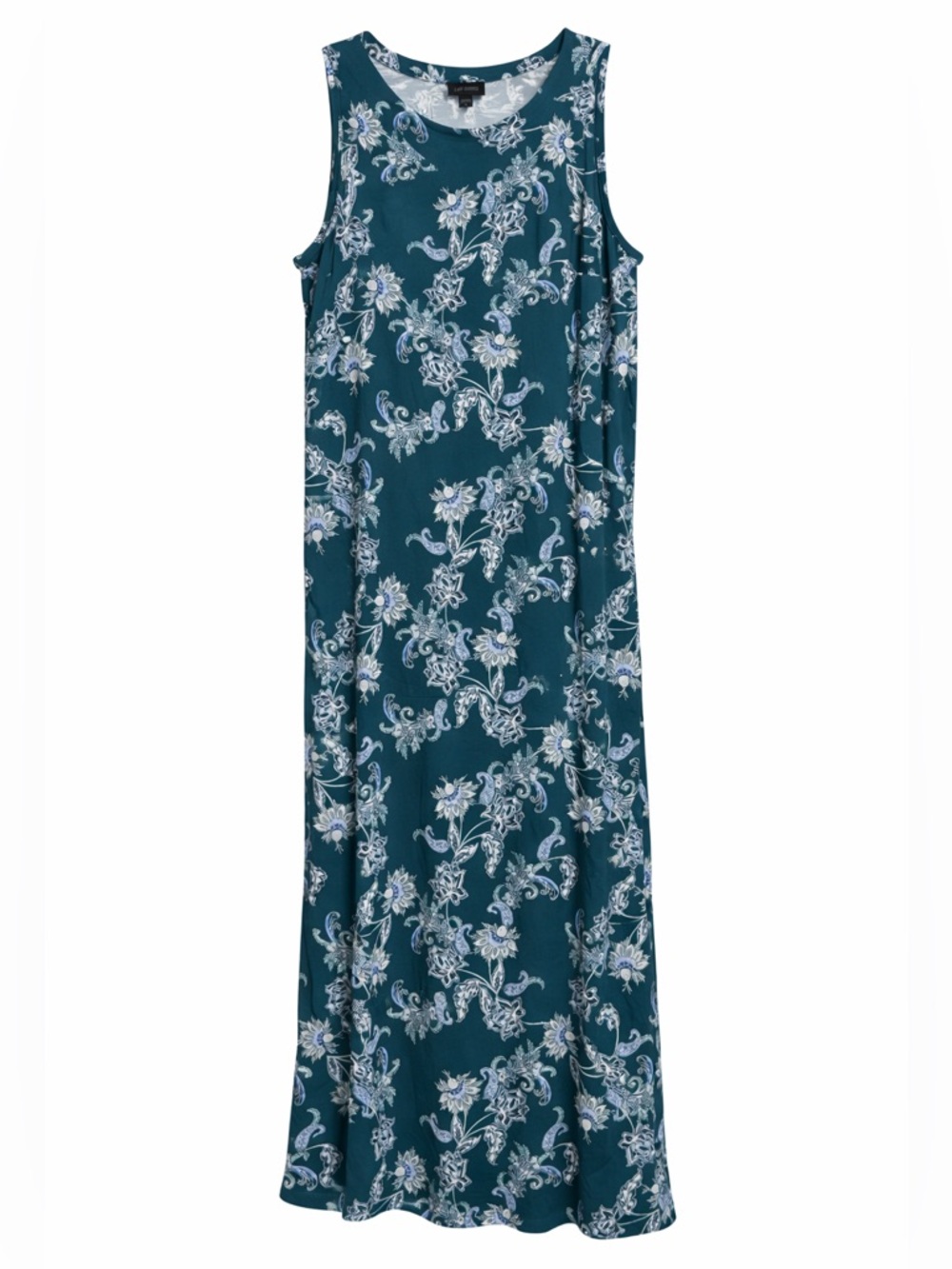 Sleeveless Teal Floral Maxi Dress J. Jill wearever collection Spring or Summer